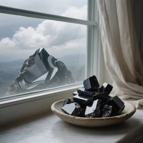 Close-up comparison of authentic versus fake black tourmaline textures