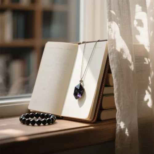 Raw versus polished black tourmaline crystal comparison